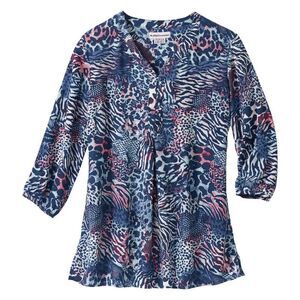 Atlas for Women Womens/Ladies Animal Print Blouse / Navy/Pink